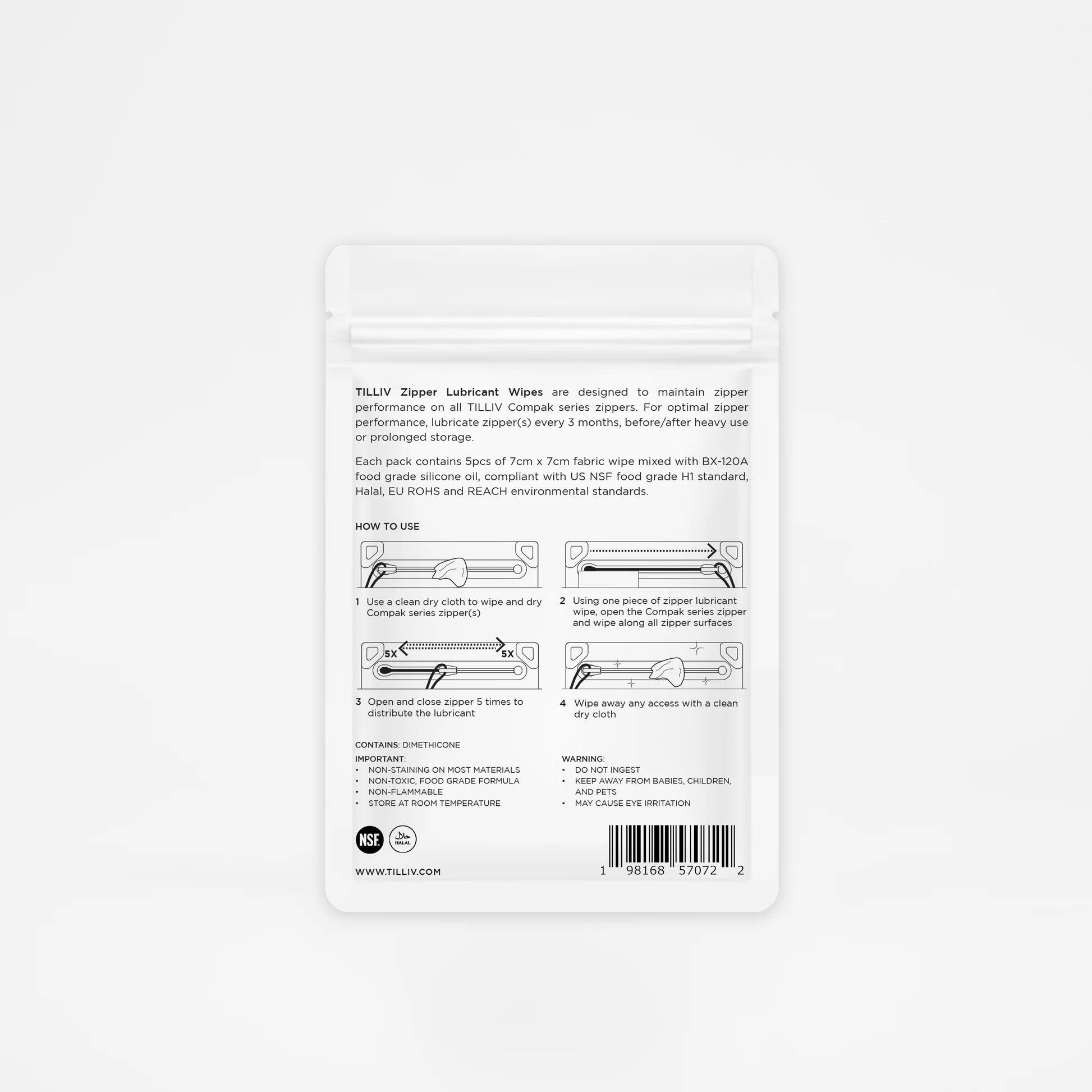 TILLIV Zipper Lubricant Wipes